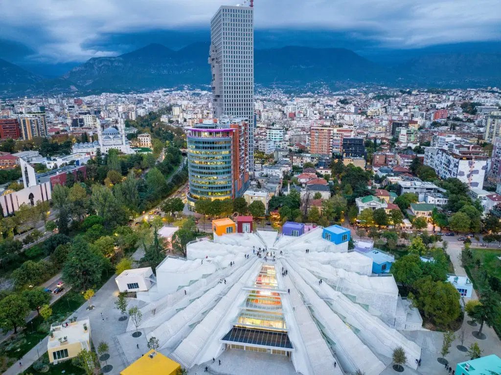 aerial view of the venue in Tirana